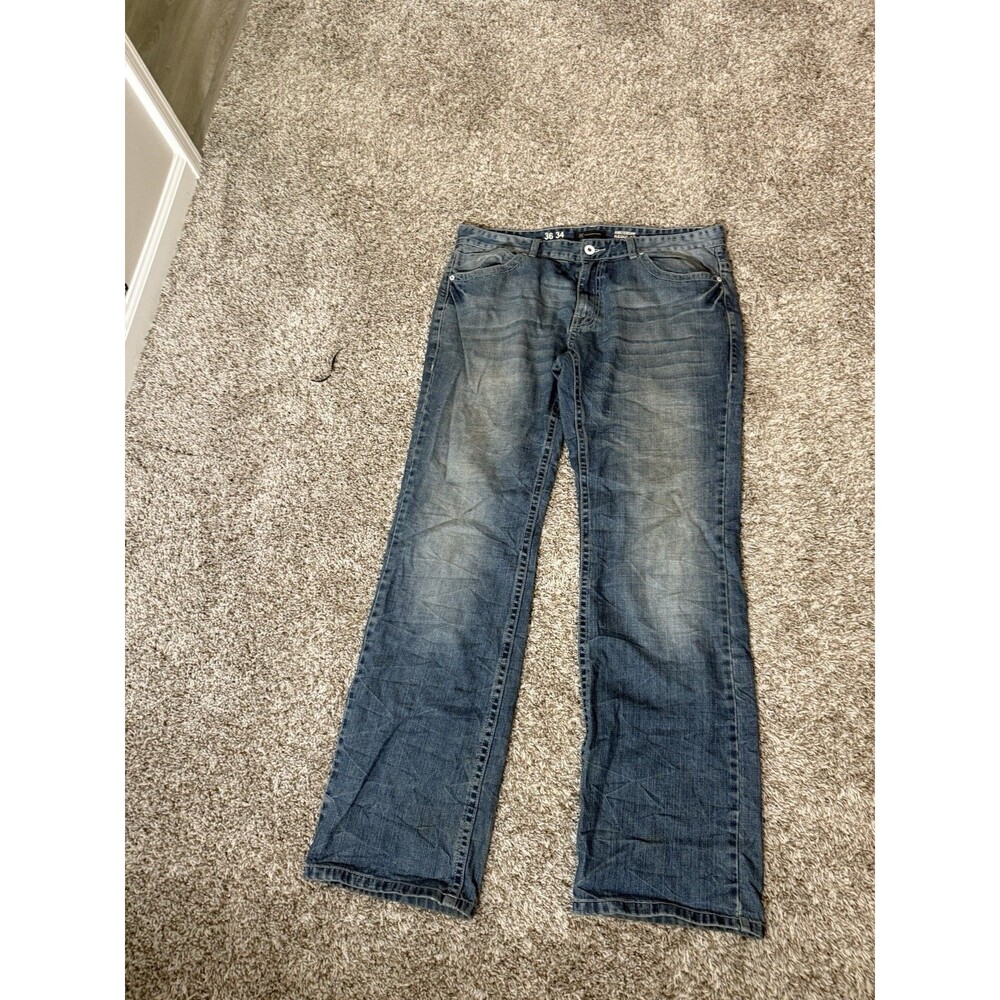 INC Mens 36x34 Amsterdam Regular Fit Straight Leg Blue Jeans Denim